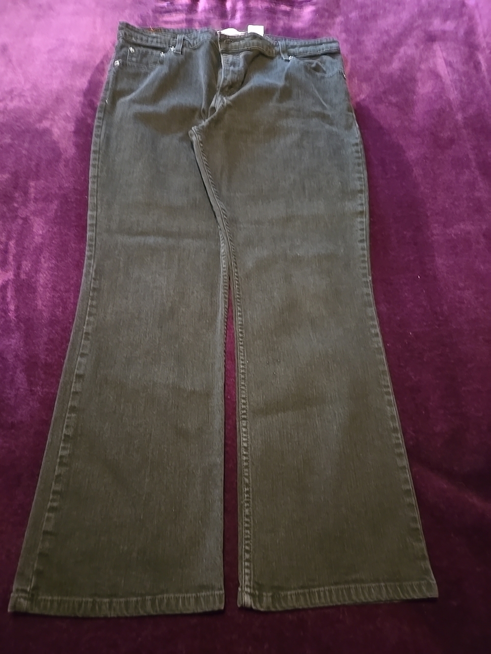 Wide Leg Flare Jeans in Black - Women's Midrise Bootcut Jeans Size Misses 18M